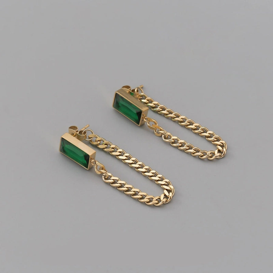 18K Gold Plated 3 Stainless Steel Geometric Style Ear Studs