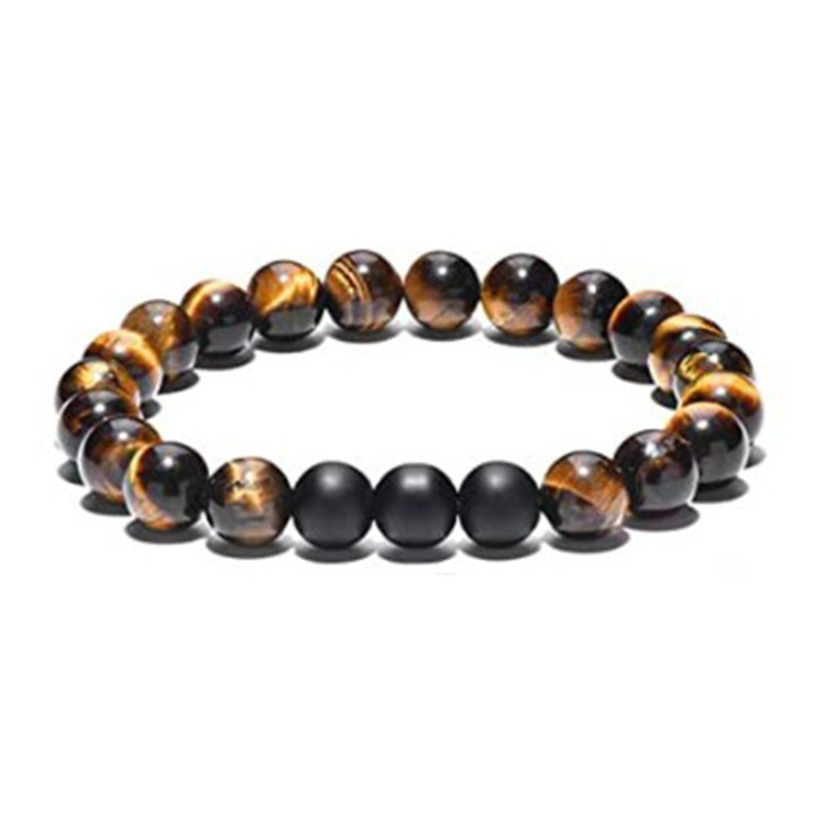 Stylish Men's Bracelet: Tiger Eye and Volcanic Stones