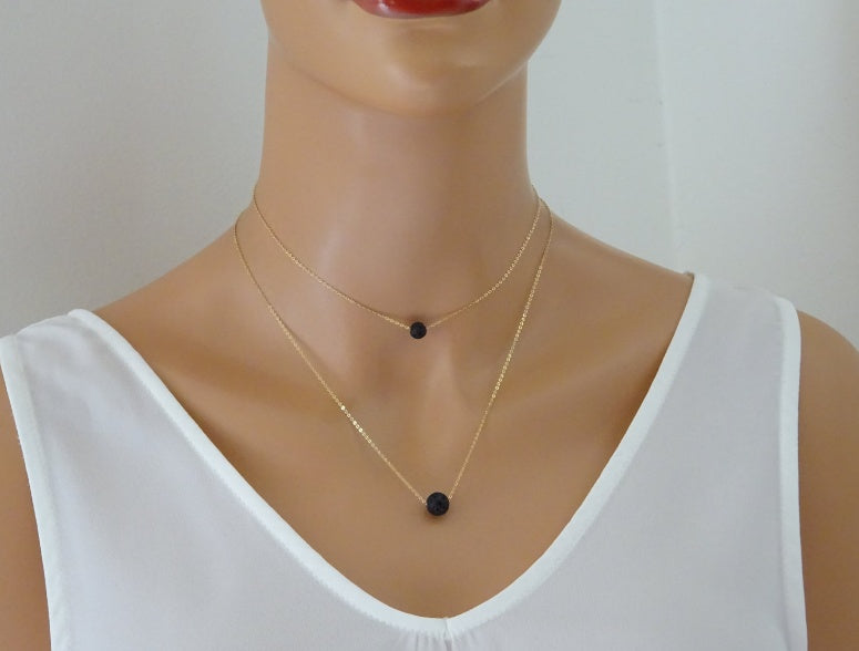 Double Black Lava Necklace