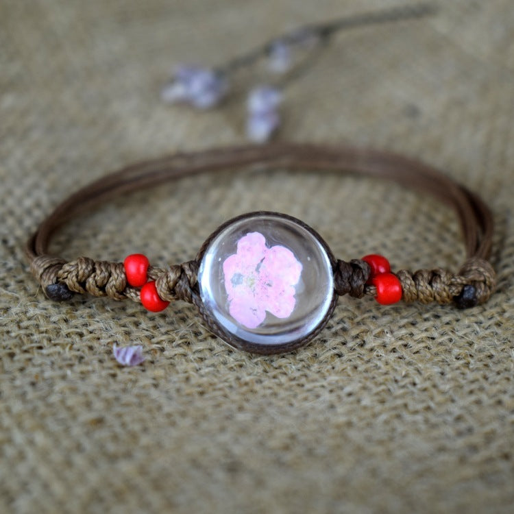 Starry Necklace with Dried Flowers and Gemstones