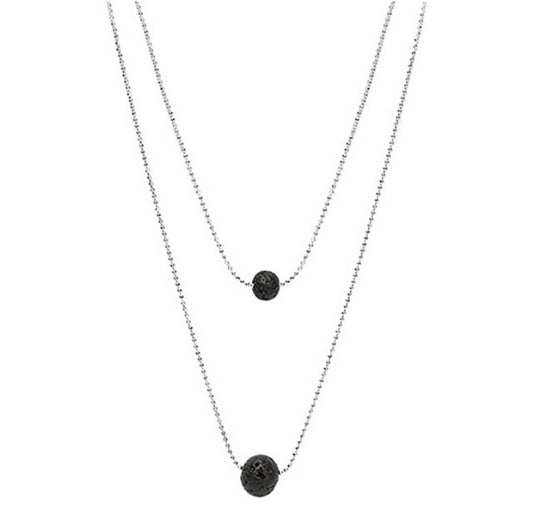 Double Black Lava Necklace