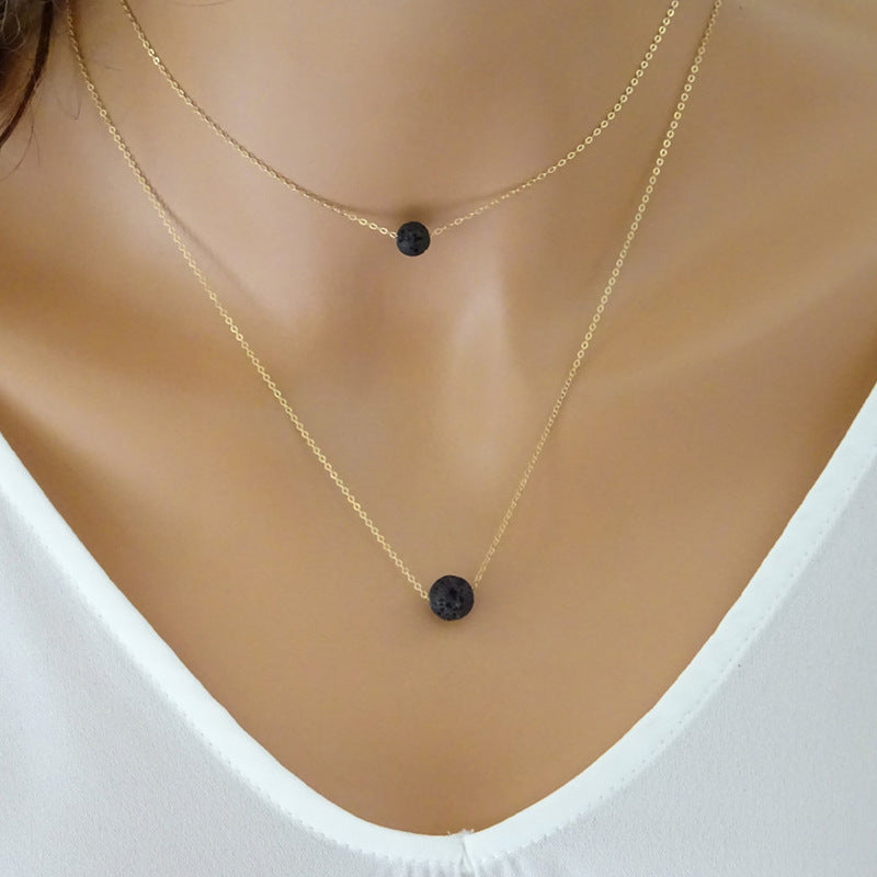 Double Black Lava Necklace