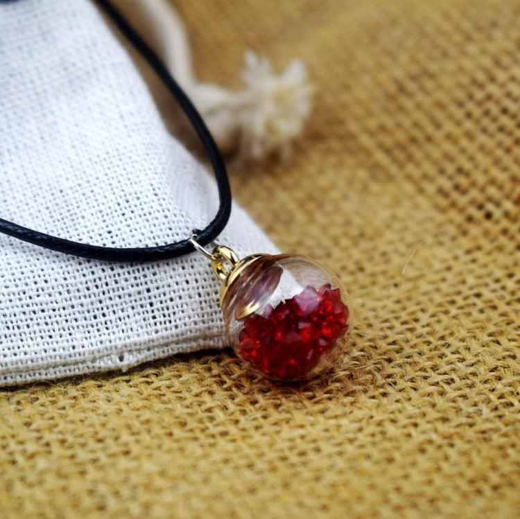 Starry Necklace with Dried Flowers and Gemstones