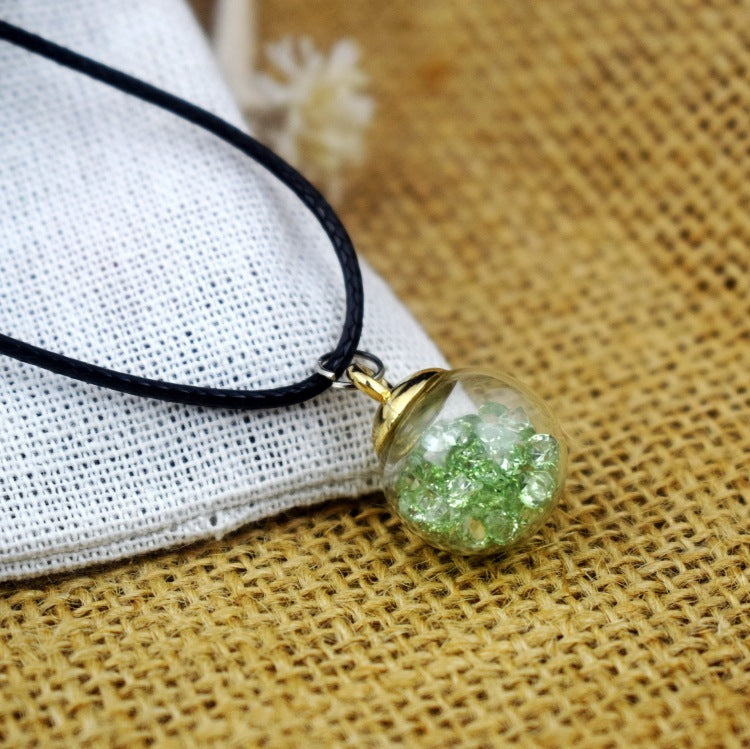 Starry Necklace with Dried Flowers and Gemstones