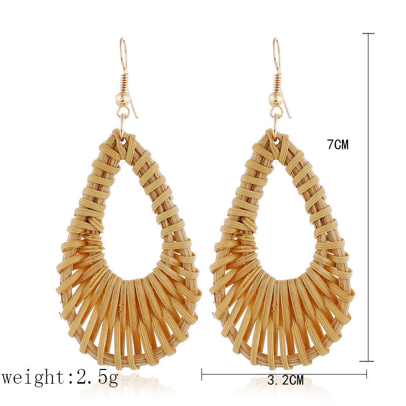 Personalized Rattan Drop Earrings/  Simple Earrings