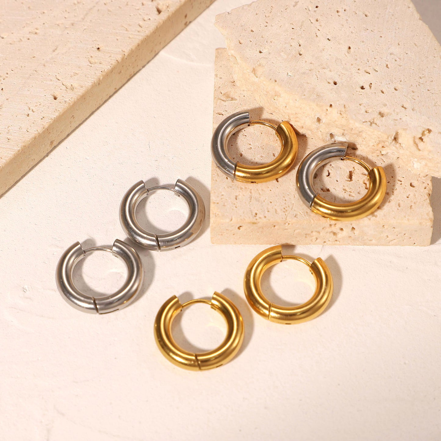 18k gold plated 304 stainless steel Circle Earrings