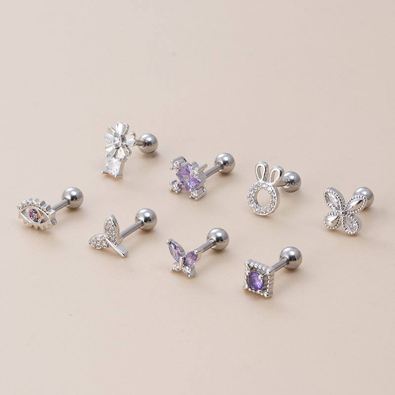 Zircon 316L Stainless Steel Ear Studs