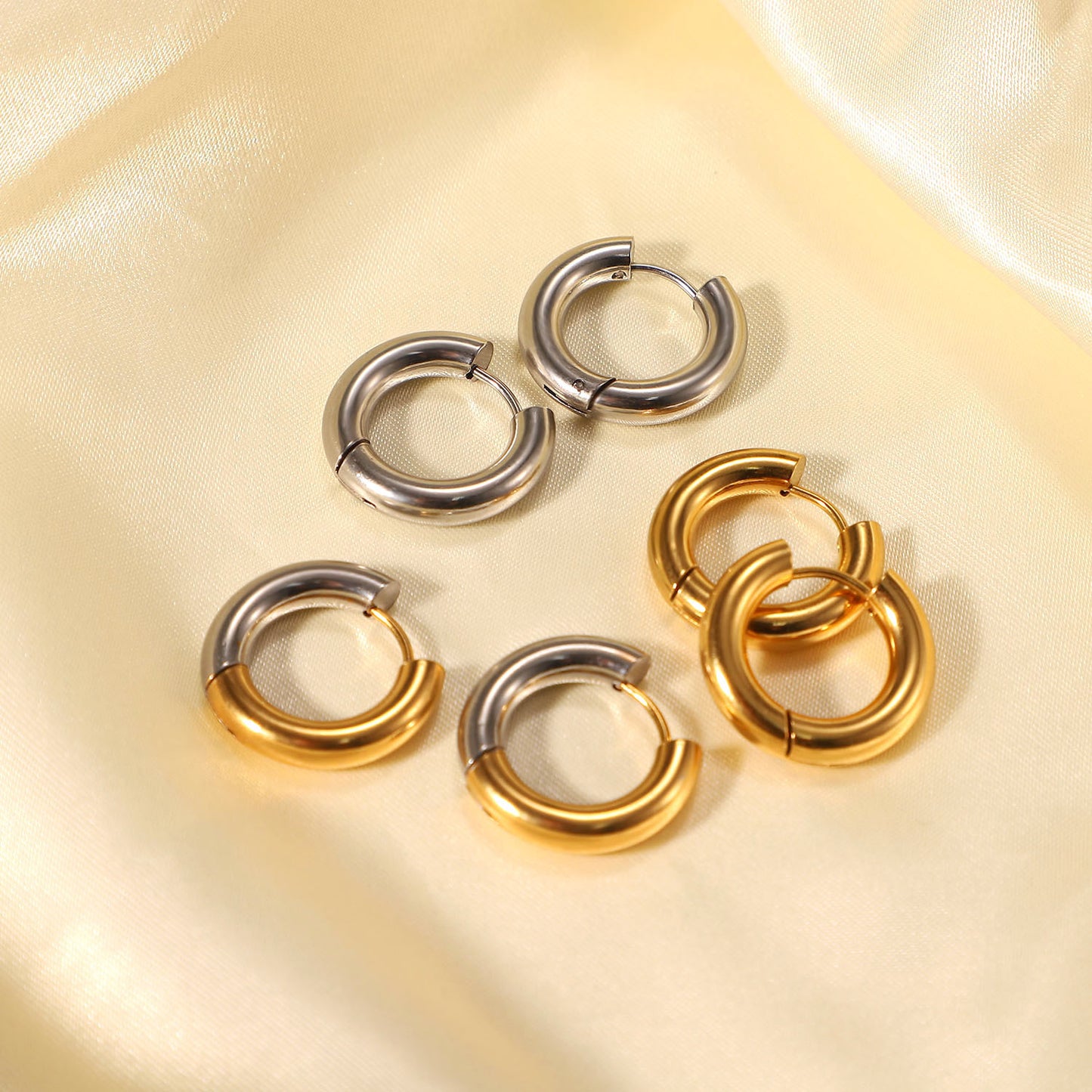 18k gold plated 304 stainless steel Circle Earrings