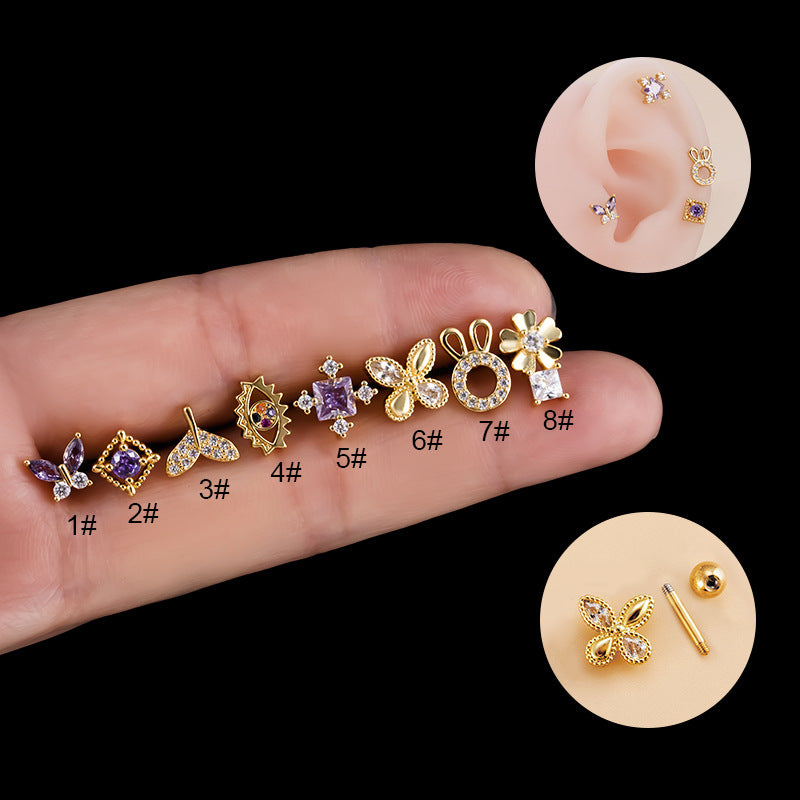 Zircon 316L Stainless Steel Ear Studs