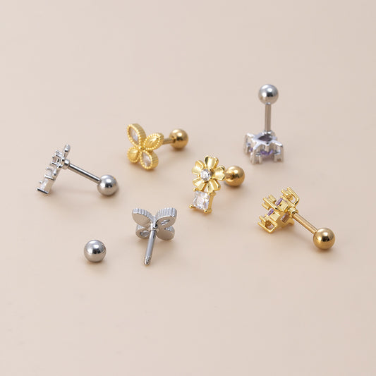 Zircon 316L Stainless Steel Ear Studs