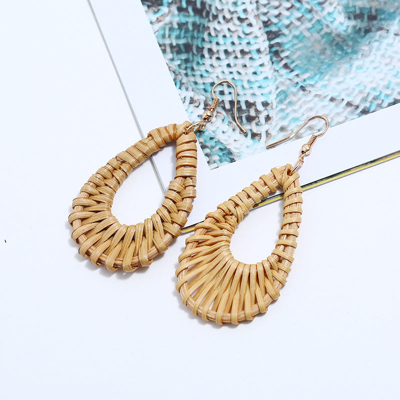 Personalized Rattan Drop Earrings/  Simple Earrings