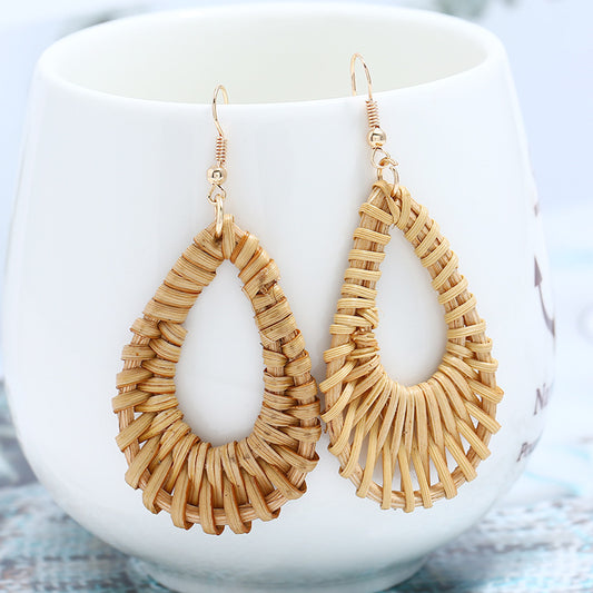 Personalized Rattan Drop Earrings/  Simple Earrings