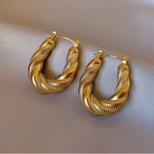 18k gold plated Titanium Steel Twist ear studs