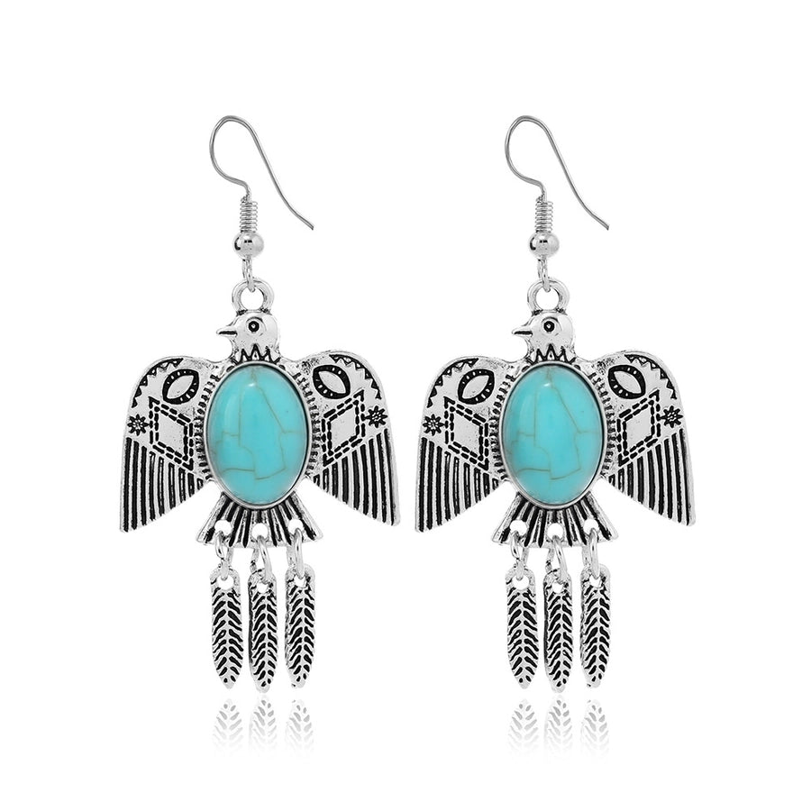 Turquoise Alloy Geometric Drop Earrings