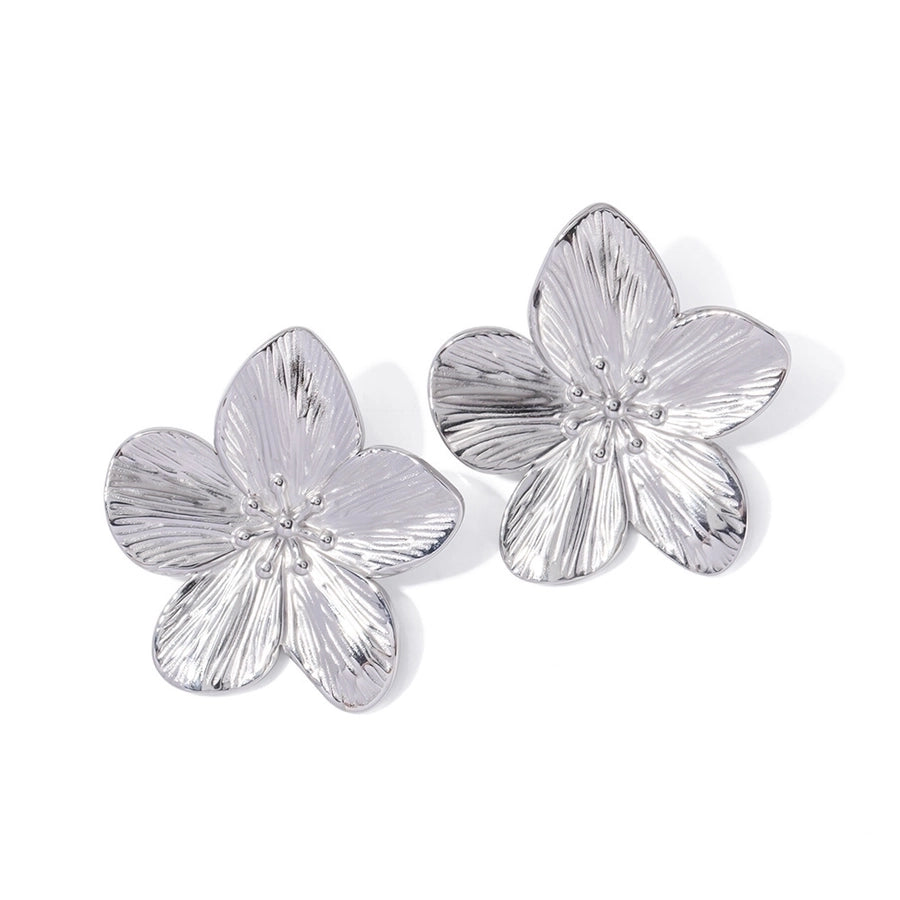 Flower Petal 304 Stainless Steel 18K Gold Plated Ear Studs