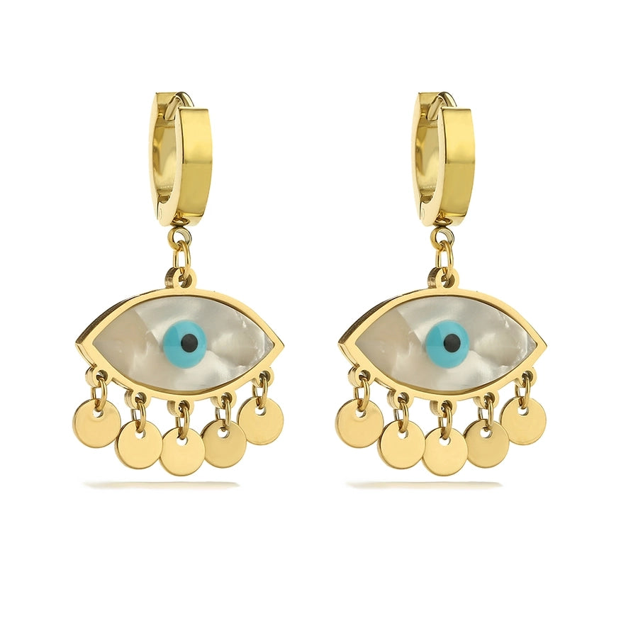 18K Gold Plated 304 Stainless Steel Devil's Eye Drop Earrings