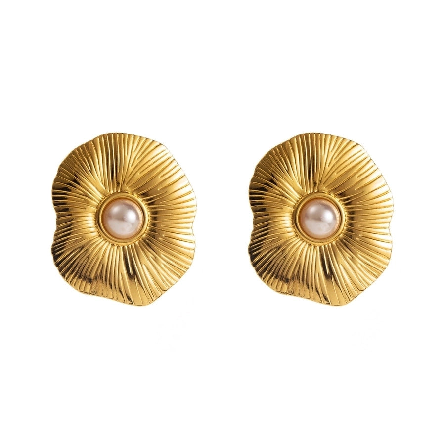 Pearl Ear Studs 304 Stainless Steel  18K Gold Plated