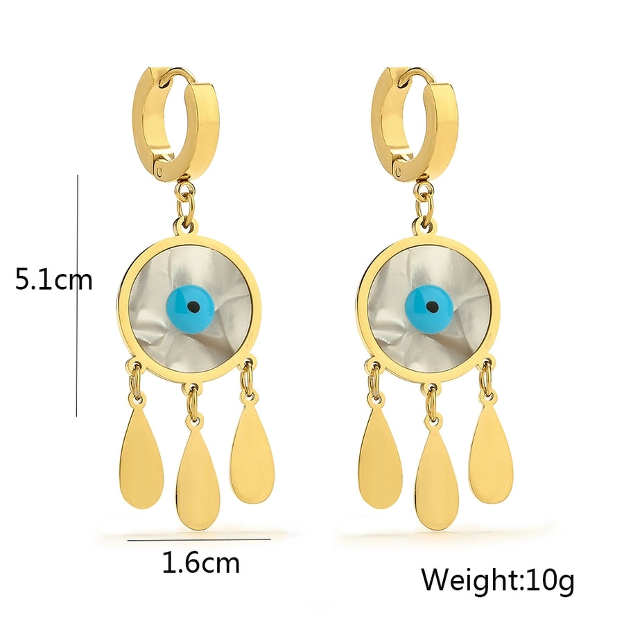 18K Gold Plated 304 Stainless Steel Devil's Eye Drop Earrings