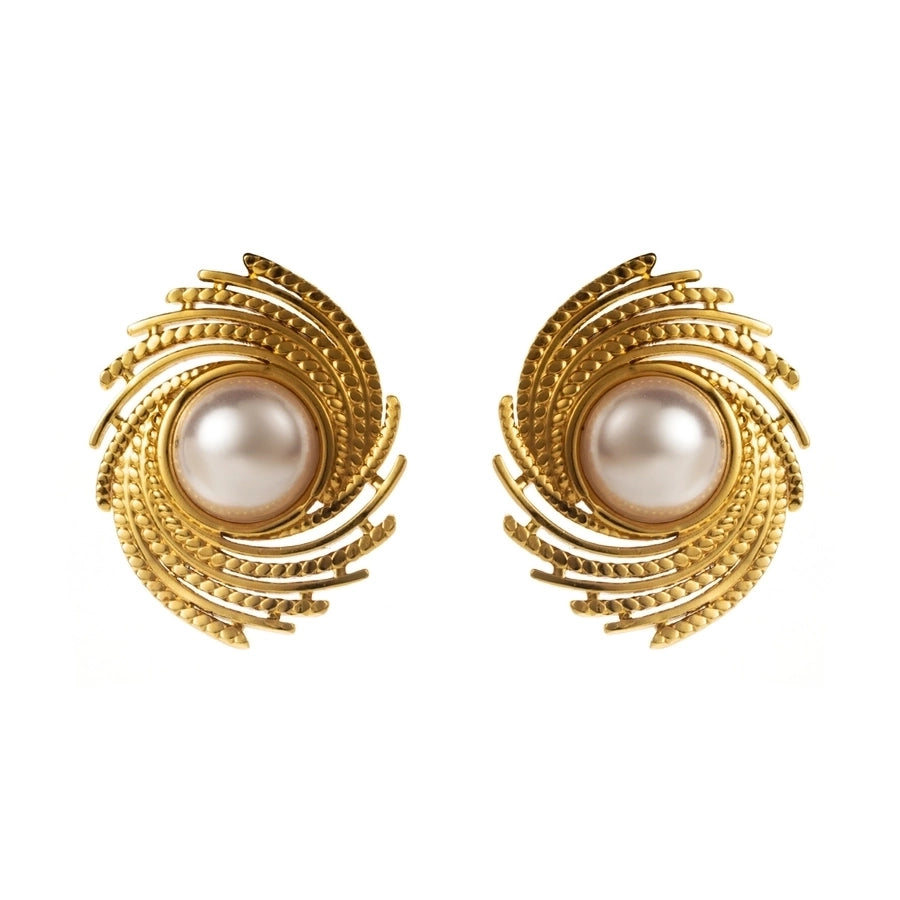 Pearl Ear Studs 304 Stainless Steel  18K Gold Plated