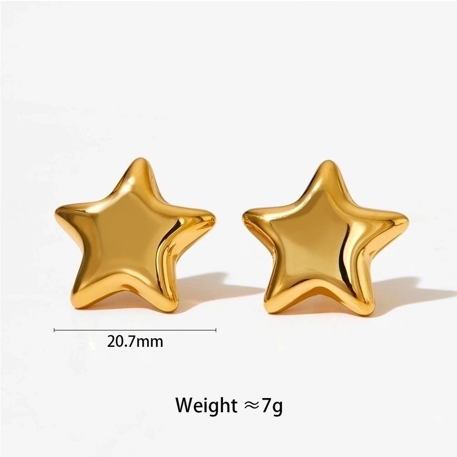 16K Gold Plated 304 Stainless Steel Star Earrings & Necklace