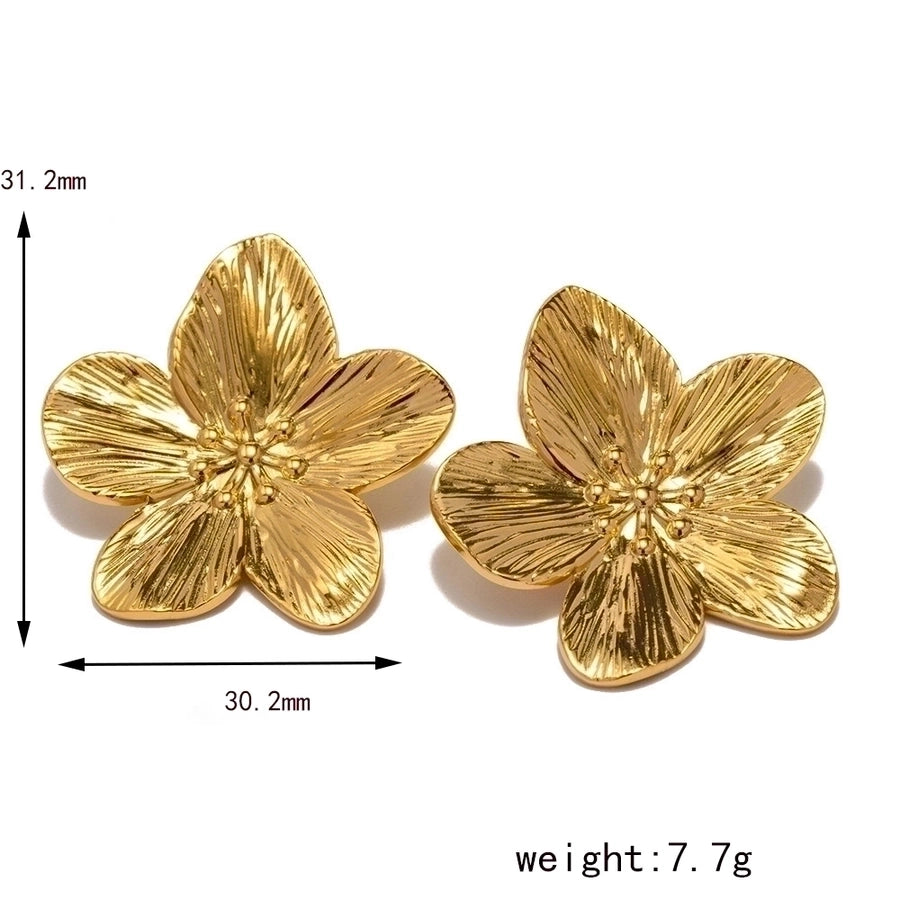 Flower Petal 304 Stainless Steel 18K Gold Plated Ear Studs