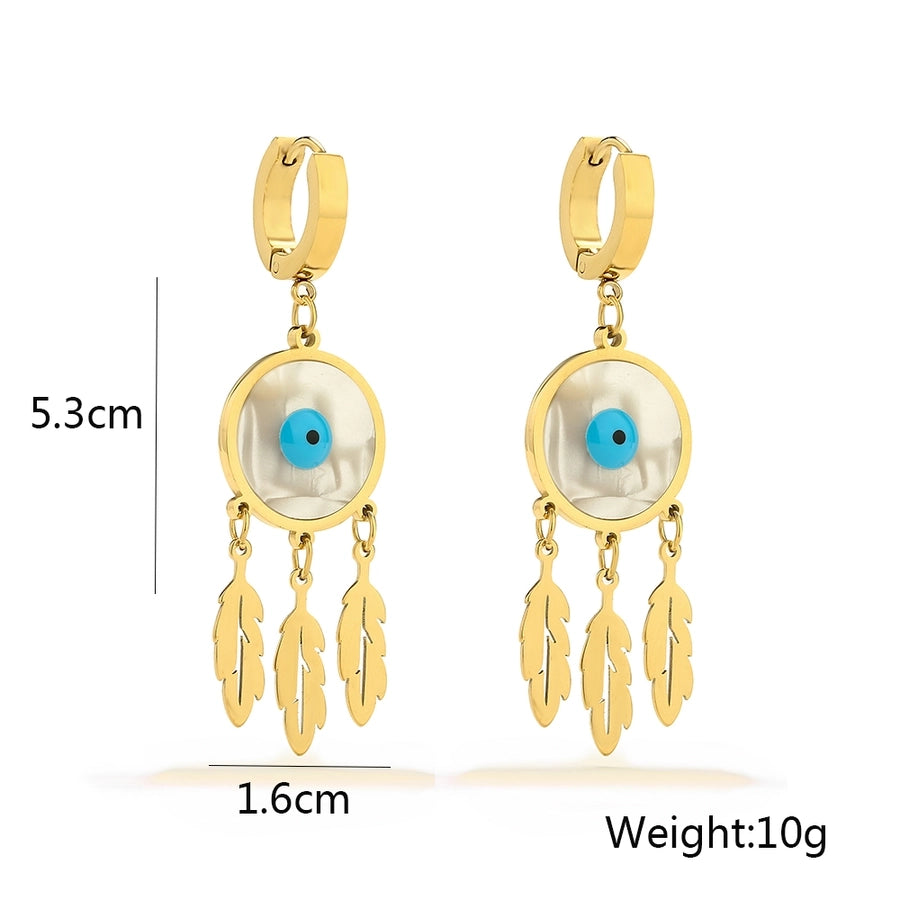 18K Gold Plated 304 Stainless Steel Devil's Eye Drop Earrings