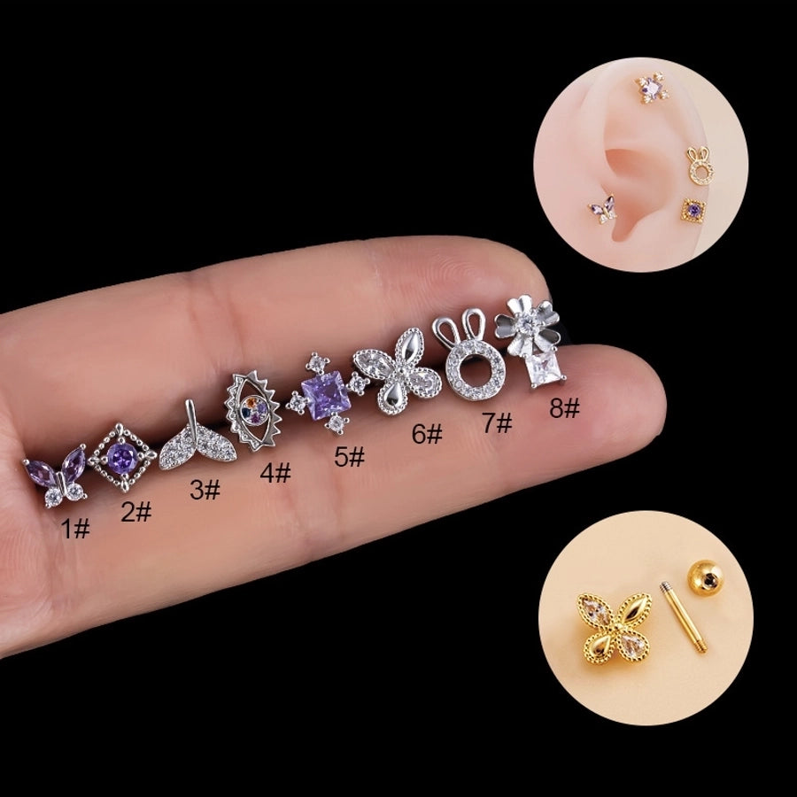 Zircon 316L Stainless Steel Ear Studs