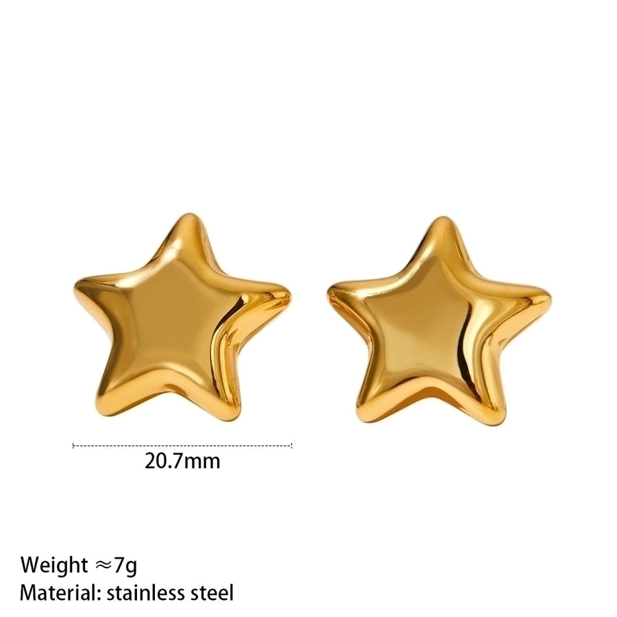 16K Gold Plated 304 Stainless Steel Star Earrings & Necklace