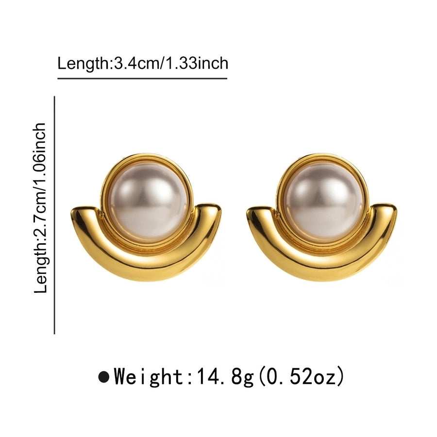 Pearl Ear Studs 304 Stainless Steel  18K Gold Plated