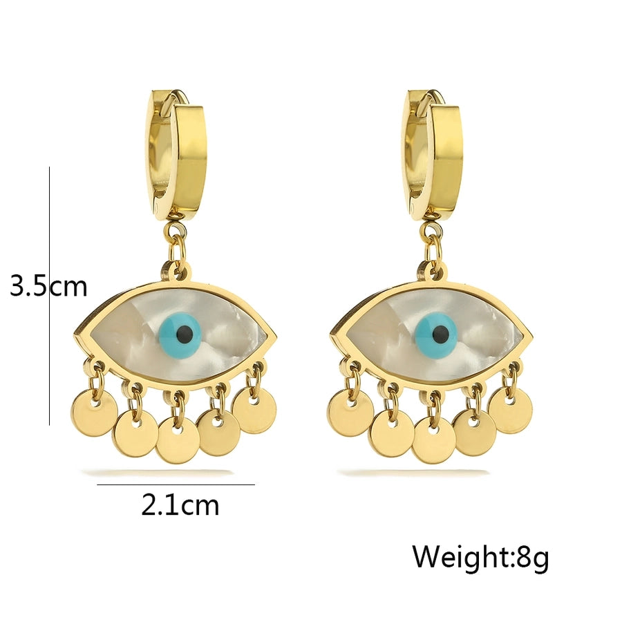 18K Gold Plated 304 Stainless Steel Devil's Eye Drop Earrings