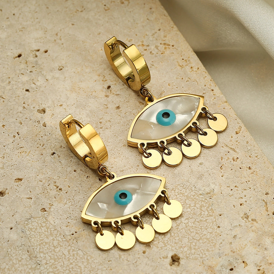 18K Gold Plated 304 Stainless Steel Devil's Eye Drop Earrings