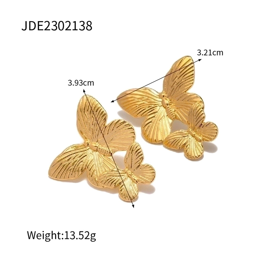 18K Gold Plated 304 Stainless Steel Flower/ Butterfly Earrings