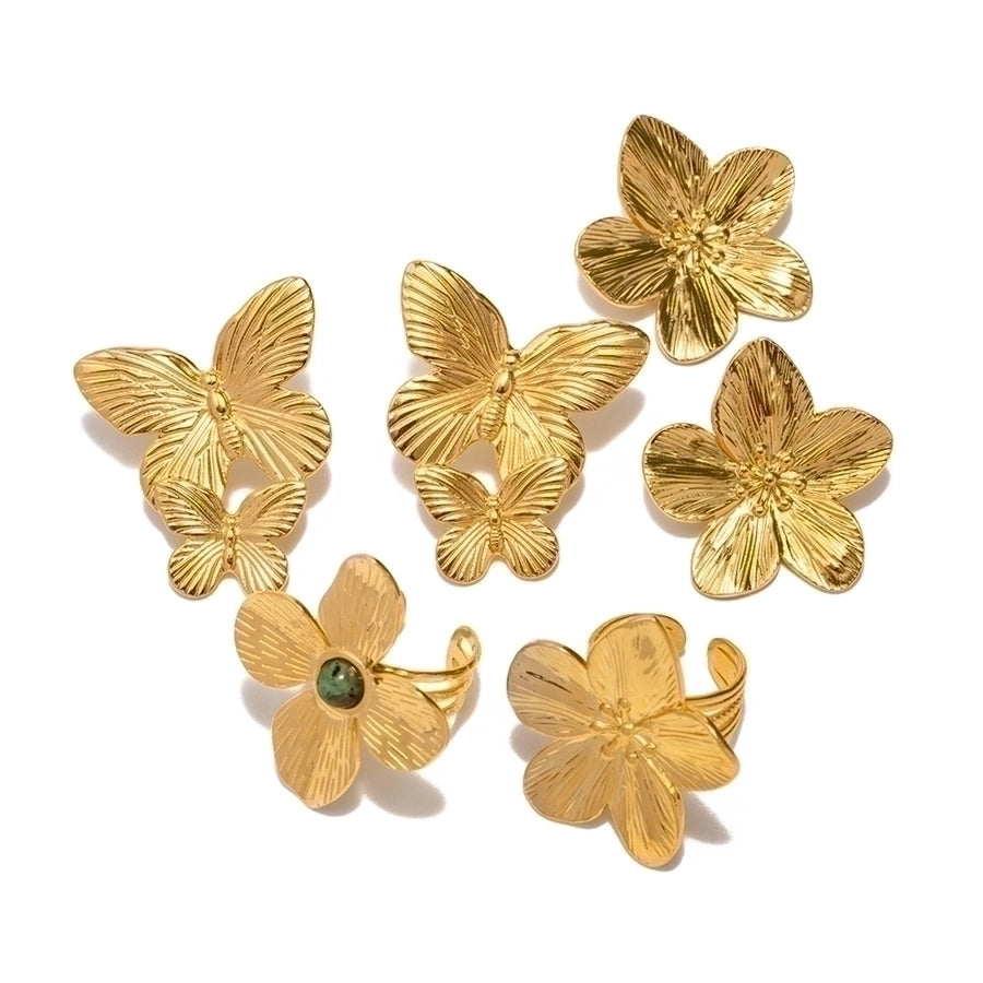 18K Gold Plated 304 Stainless Steel Flower/ Butterfly Earrings