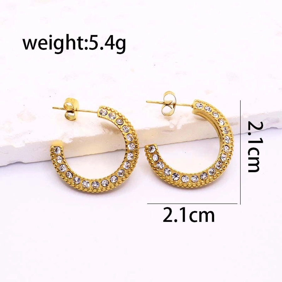 C Shape Water Droplets 18K Gold Plated 304 Ear Studs