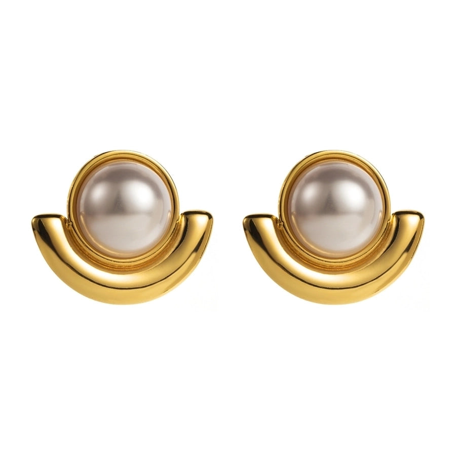 Pearl Ear Studs 304 Stainless Steel  18K Gold Plated