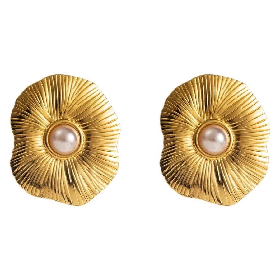 Pearl Ear Studs 304 Stainless Steel  18K Gold Plated