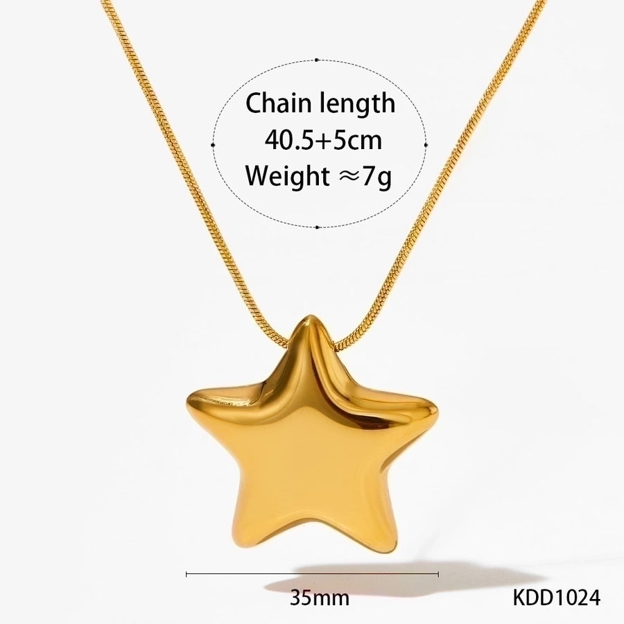 16K Gold Plated 304 Stainless Steel Star Earrings & Necklace