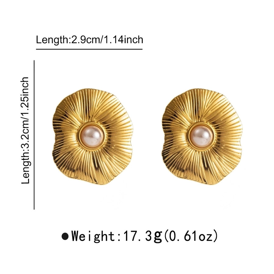 Pearl Ear Studs 304 Stainless Steel  18K Gold Plated