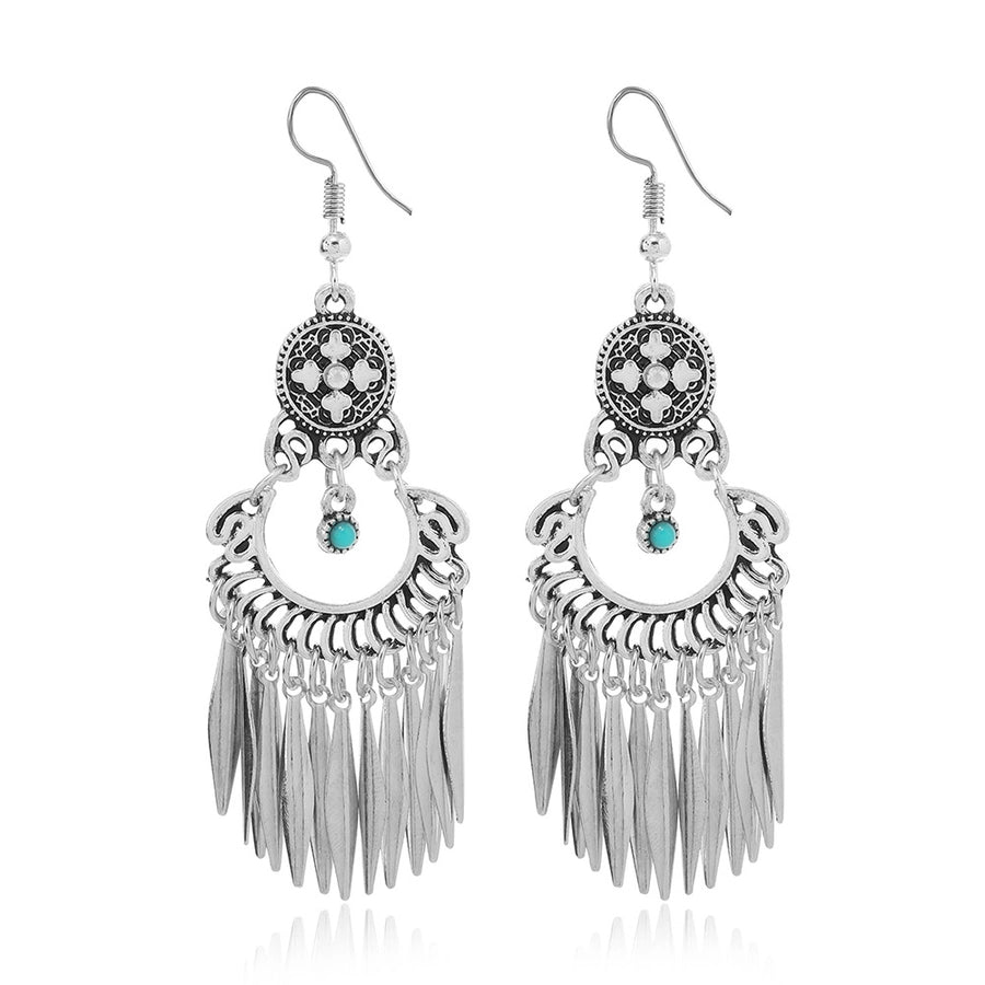 Turquoise Alloy Geometric Drop Earrings