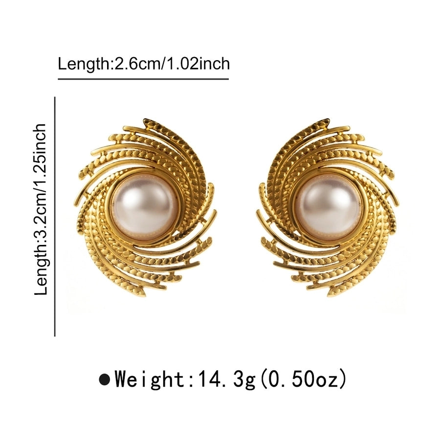 Pearl Ear Studs 304 Stainless Steel  18K Gold Plated