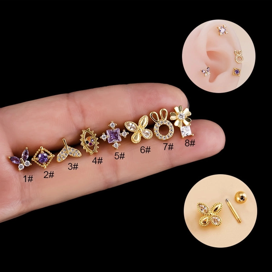 Zircon 316L Stainless Steel Ear Studs