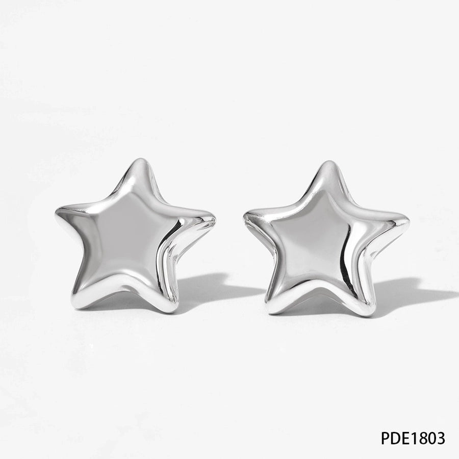 16K Gold Plated 304 Stainless Steel Star Earrings & Necklace