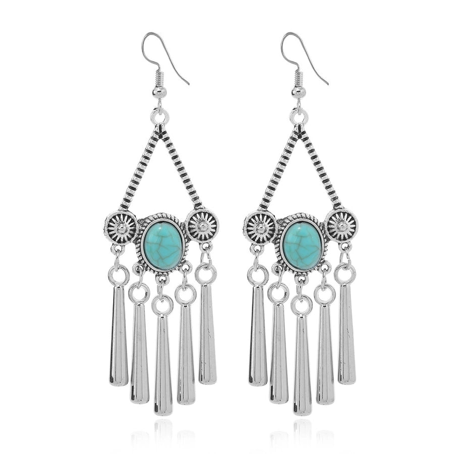 Turquoise Alloy Geometric Drop Earrings