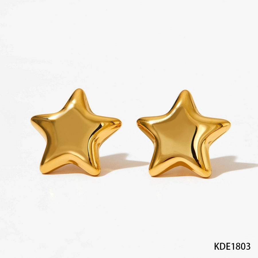 16K Gold Plated 304 Stainless Steel Star Earrings & Necklace