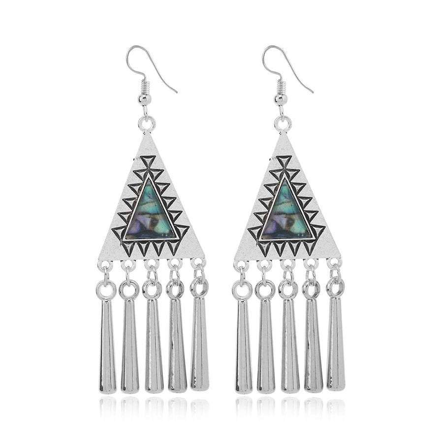 Turquoise Alloy Geometric Drop Earrings