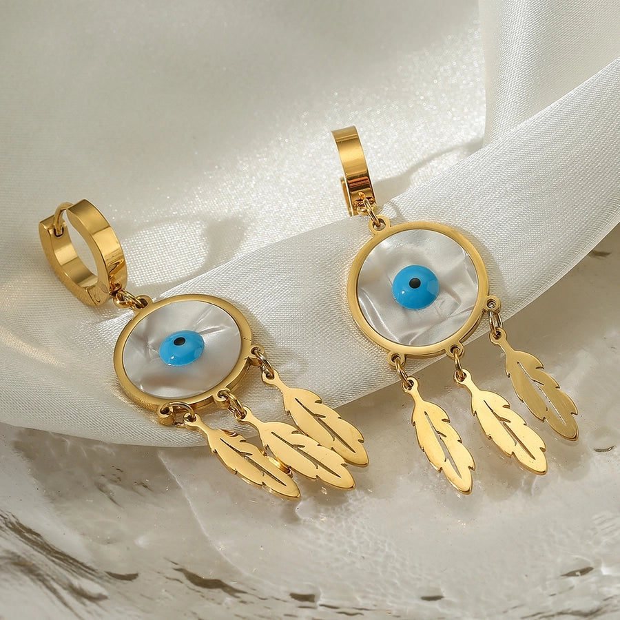 18K Gold Plated 304 Stainless Steel Devil's Eye Drop Earrings