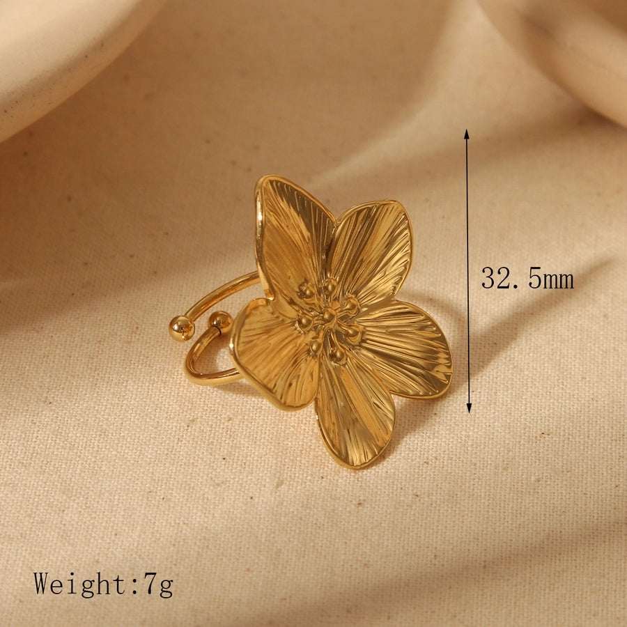 Flower Petal 304 Stainless Steel 18K Gold Plated Ear Studs