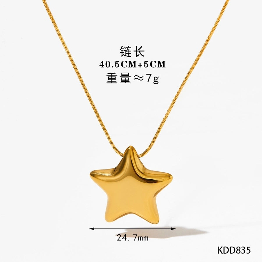 16K Gold Plated 304 Stainless Steel Star Earrings & Necklace